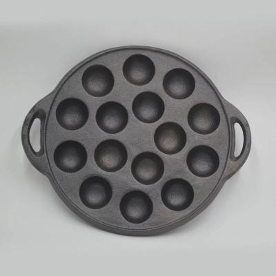 China Sustainable Cast Iron Takoyaki Toast Mini Dutch Baby Pancake Pan Muffin Pan for sale