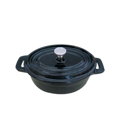 China Sustainable Wholesale Cast Iron Small Pots Enamel Cast Iron Oval Casserole Pot for sale