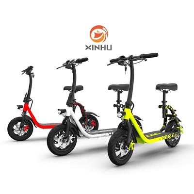 China XINHU 12 inch 350w multifunction motor electric scooter adult with seat chopper e scooter display hot sale 36v electric-scooter-price-china for sale