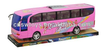 China Pink School Bus Plastic Friction Bus Toy Car for sale