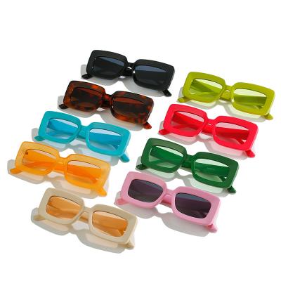 China Fashion Sunglasses 2023 Small Colorful Rectangle Sunglasses Jelly Women High Quality Sun Candy Macaron Retro Square Sunglasses Clear Lens for sale