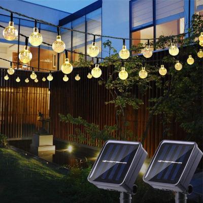 China Outdoor Bubble Light Garland 50 LED Solar Powered Crystal Ball String Light Waterproof Garden Bubble String Lights for sale