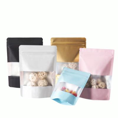 China Moisture Proof In Stock And Custom Zipper Resealable Ziplock Stand Up Doypack Aluminum Foil Mylar Food Packaging Pouches Bags With Window for sale