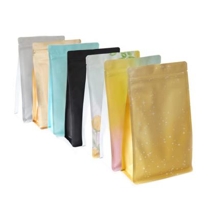 China Moisture Proof In Stock And Custom Multiple Design Printed Foil Food Packaging Plastic Resealable Zipper Flat Bottom Pouches Ziplock Bags for sale