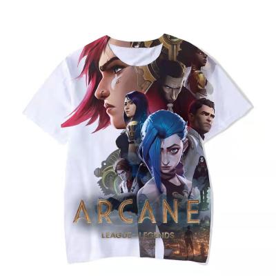 China Party and Daily Spot Support Customization Round Neck Print Plus Size Mens Womens Womens Creativity LOL Movie Cosplay Arcane T-Shirts for sale