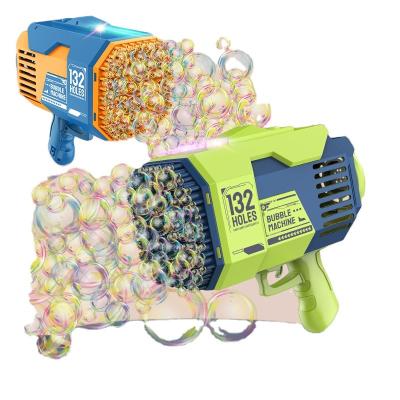 China Plastic Bubble Gun 132 Holes Bubble Rocket-Electric Machine with Light Toys for Kids Birthday Children's Day Gifts Summer Outdoor Toy for sale