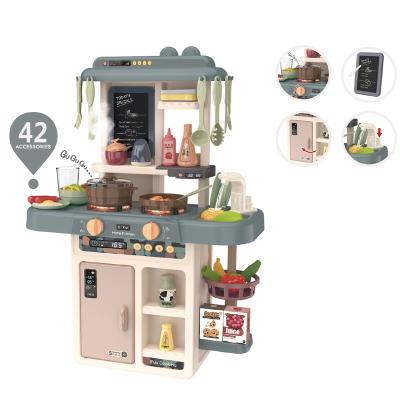 China 63cm Eco-friendly Material Hot Selling Light Water Spray Kitchen Tableware Set Healthy Play House Cooking Toy for sale