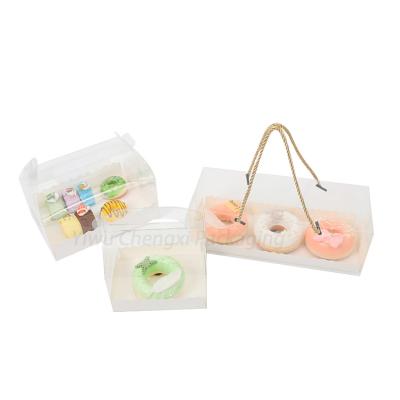 China Wholesale Recycled Materials Food Dessert Log Packaging Boxes Clear Plastic PET Gift Boxes With Handle Strings for sale