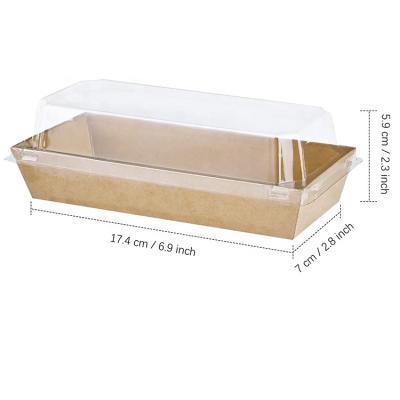 China Recycled Materials Custom Printed Disposable Kraft Paper Food Packaging Boxes With Clear Sandwich Blast Lid Takeout Tray for sale