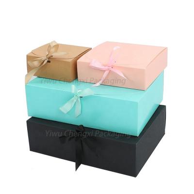 China Factory Size Recycled Materials Wedding Folding Gifts Food Tissue Paper Multi Gift Cardboard Boxes Factory Size Packaging Boxes With Ribbon Bows for sale