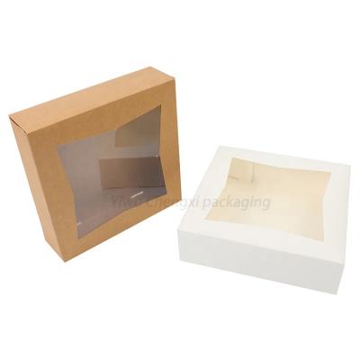 China Recycled Materials Wholesale White Pie Boxes 25 Pack Cardboard Paper Cheesecake Boxes 10x10x2.5 Bakery Pastry Boxes With Window for sale