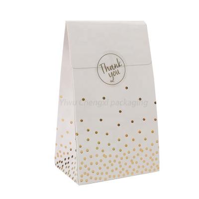 China Recycled Materials Customized Candy Cookies Wedding Birthday Party Gold Foil Polka Dots Flat Bottom Small Paper Gift Bag Home for sale