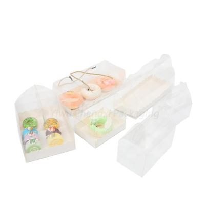 China Good Quality Recycled Plastic PET Materials Clear Candy Donut Birthday Party Wedding Clear Take Out Gift Cupcake Boxes With Handle for sale