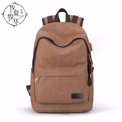 China With MXMH USB factory wholesale custom logo cotton canvas cotton backpack travel waterproof backpack for school student for sale