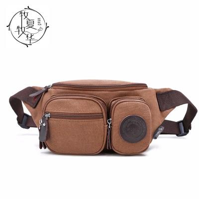 China New Water Proof Fanny Pack Canvas Multifunctional Wear-resistant Leisure Men's Mobile Phone Wallet Cross-Body Kettle Outdoor Running Bag for sale