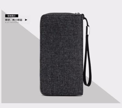 China Men's Hand Sense Fill and Power Bank Retro Solid Color Design Cordless Vertical Slot Purse Quality Canvas Cloth Business Casual Dress Zipper for sale