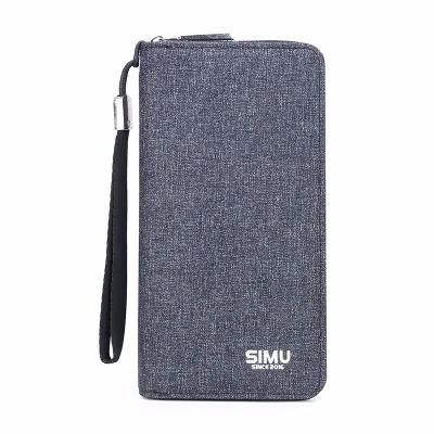 China Vintage Hand Fill and Power Bank Men's Purse Quality Canvas Fabric Business Casual Dress Cordless Vertical Zipper Slot for sale