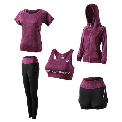 China Antibacterial Wholesale Custom Fitness Wear Women Sportswear 5 Sets for sale