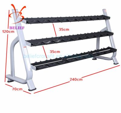 China Gym Commerical Three-Layer Home Dumbbell Rack 10 Fixed Double Steel Dumbbell Rack for sale