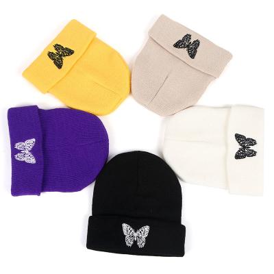 China COMMON Promotional Custom Embroidered Embroidered Logo Winter Autumn For Men And Women Classic Style Beanie Hat Lemon Yellow Knitted for sale