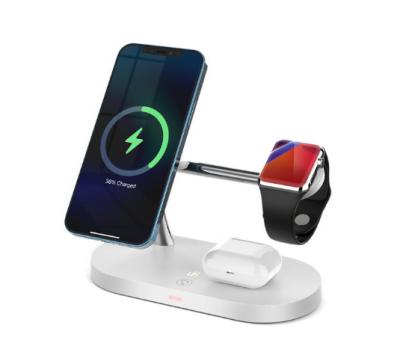 China Cell Phone Trending Products 2022 New Arrivals 15W Qi Fast Wireless Charger Stand For iPhone 13 12 Smart Watch Earphone 5 in 1 for sale