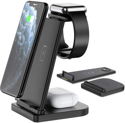 China Qi Timess bestsellers in USA 2020 fast charger 4 in1 Qi wireless charging station for iphone watch earphone smartphone for sale