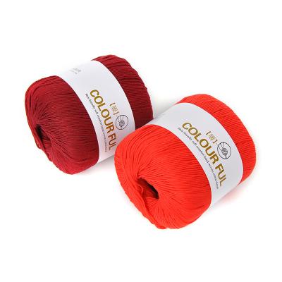 China Wholesale High Quality 100% Sustainable Cotton T-shirt Thread Baby 20 60g Soft Lace Yarn Colorful Solid For Hand Knitting for sale