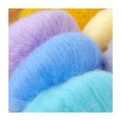 China Free Sample Anti-Static Wool Super Soft Angora Nylon Blended Thin Yarn 1Ply Merino Mohair Silk Yarn For Weaving for sale