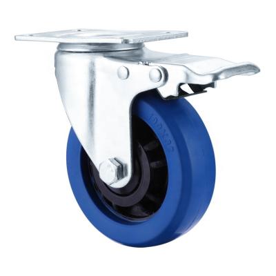 China Hotel elastic rubber caster swivel or fix 75/100/125mm European type industrial elastic rubber casters wheel for sale