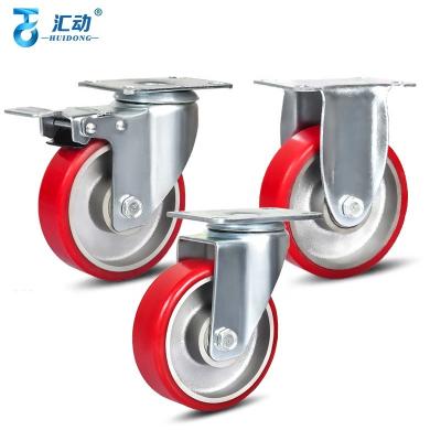 China Industrial Waterproof Hotel Caster PU Caster Wheel With Brake Swivel Caster For Trolley Furniture Hardware for sale