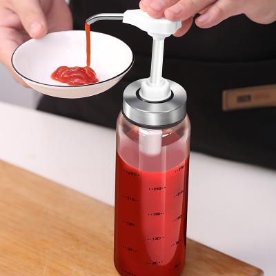 China Sustainable Household Sauce Glass Squeeze Bottle, Oyster Sauce Salad Tomato Jam Bottle, Sauce Bottle With Spout for sale