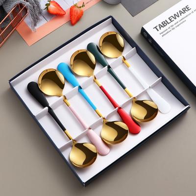 China Sustainable Custom Packing Manufacturing Logo Kitchen 410 Stainless Steel Dinner Spoons for sale