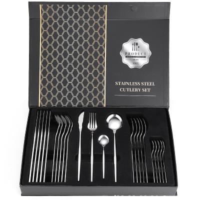 China Sustainable 24 PCS Home Kitchen Gift Box Stainless Steel Cutlery Sets for sale