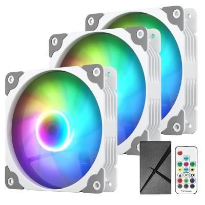 China USA Dropshipping Computer Case White 3 Pack 120mm ARGB Cooler And PWM PC Case Fans With Controller for sale