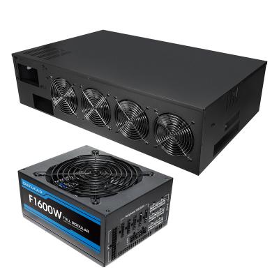 China With fan DAYLEAD support 8 fans case and motherboard (4 pre-installed) GPU with PSU. 1600W for sale