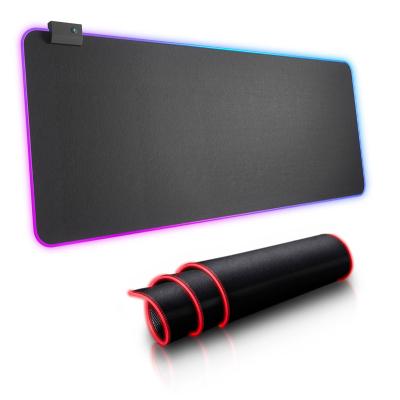 China Black Gaming RGB PC Gaming Mouse Pad, Soft Waterproof Non-slip Rubber Bottom Extended Large USB Mousepad Mat for Laptop, Home, Office for sale