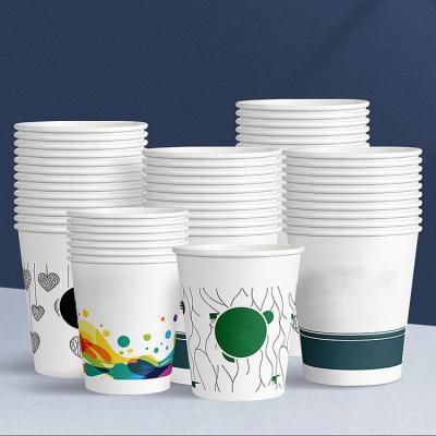 China 8/10/12/16/20 Ounce Disposable Eco Friendly Stocked Paper Cups Biodegradable Custom Single Wall Hot Coffee Paper Cup for sale