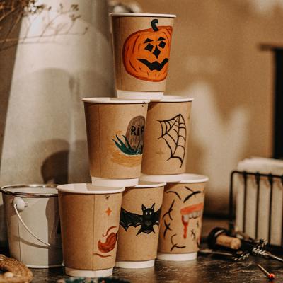 China Custom 8oz 12oz 16oz 20oz Disposable Cold Hot Drinks Paper Coffee Cup Corrugated Craft Paper Cups Custom Biodegradable Wallpaper Double Cup for sale