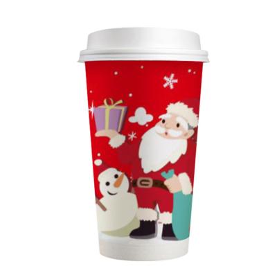 China 8Oz 12Oz 16Oz Double Wall Ripple Wall Christmas Celebration Drink Coffee Tea Disposable Custom Paper Cup for sale