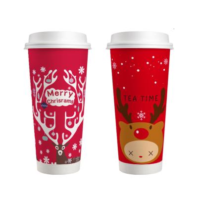 China Christmas Celebration Paper Cup Coffee Tea Paper Cup Disposable Custom Disposable Paper Cups for sale