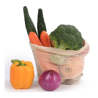 China 100% Recycle KAIFEI 100% Recycle Natural Cotton Net Mesh String Bag For Grocery Vegetable And Fruit for sale