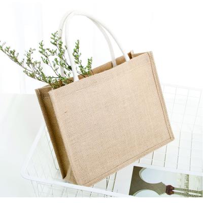 China KAIFEI Bohemian Style Handled Burlap Nature Bag Burlap 100% Eco-Friendly Reusable Heavy Duty Handbag for sale