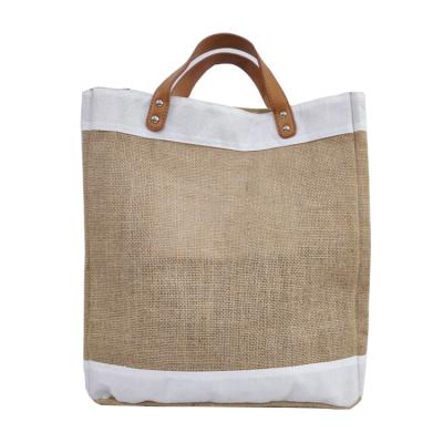 China KAIFEI 2020 new fashion durable burlap linen sack beach bag burlap tote bag for sale