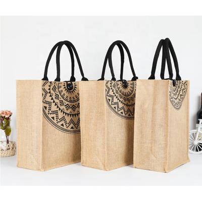 China KAIFEI Cheap Foldable Eco-Friendly Degradable Handled Jute Coffee Bag Burlap Sack Handbag - Small Size for sale