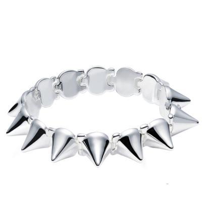 China Sterling Silver  Bangle Bracelet Gothic Punk Rock Studs Spike Rivets Bangle for sale