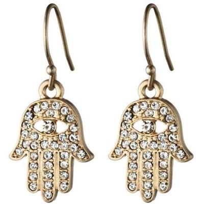 China Novelty Rhinestone 925 Silver Fashion Jewelry Hamsa Hand Earrings For Gift for sale