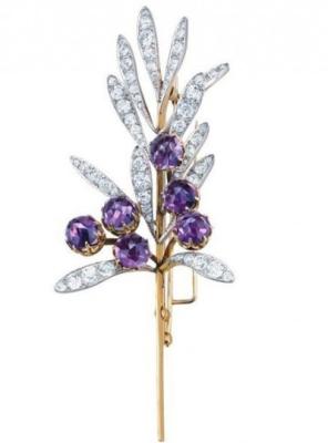 China Purple Rhinestone Silver Fashion Jewelry Zircon Gold Brooch Pin for sale