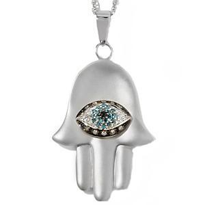 China Stylish Hamsa Hand Jewellery Crystal Evil Eye With Sterling Silver Hand Pendant for sale