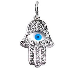 China Unisex Hamsa Hand Jewelry White Enamel And Blue Evil Eye Hamsa Hand Pendant for sale