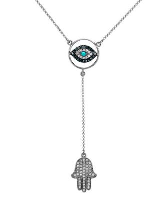 China Fashionable Cubic Zirconia Sterling Silver Hamsa Hand Pendant for Girls for sale